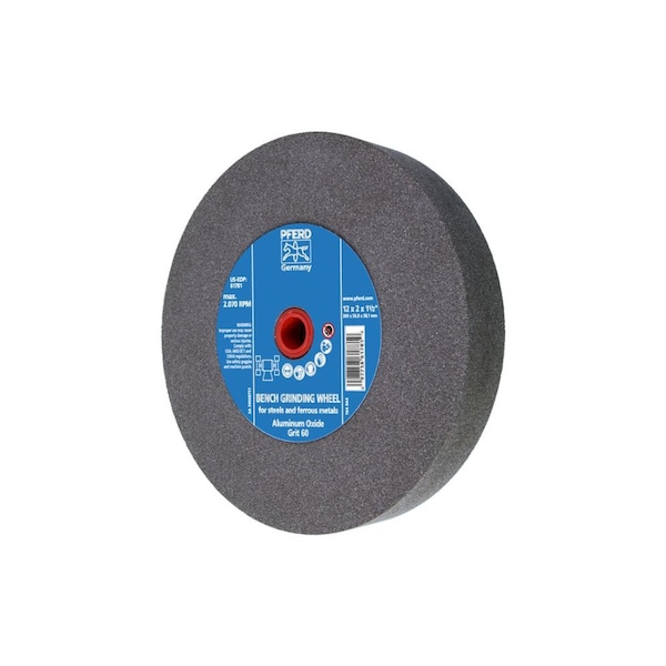 Pferd 61781 12in x 2in Vitrified Bench Wheel 1-1/2in A.H., Aluminum Oxide, 60 Grit 61781-PFERD - main